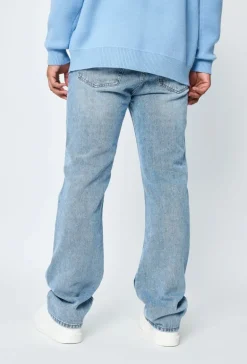 Pantalon en jean bi couleur coupe droite