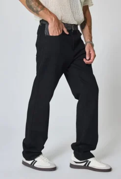 Pantalon en jean bi couleur coupe droite