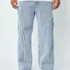 Pantalon en jean coupe large avec froufrou