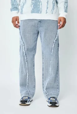 Pantalon en jean coupe large avec froufrou