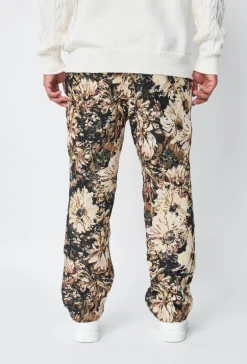 Pantalon fleuri effet broderie