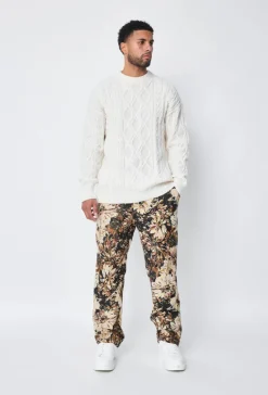 Pantalon fleuri effet broderie