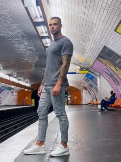 Pantalon habillé à carreaux