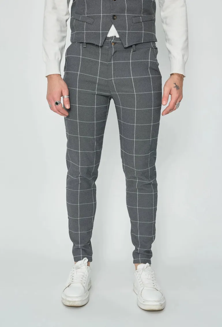 Pantalon habillé à carreaux