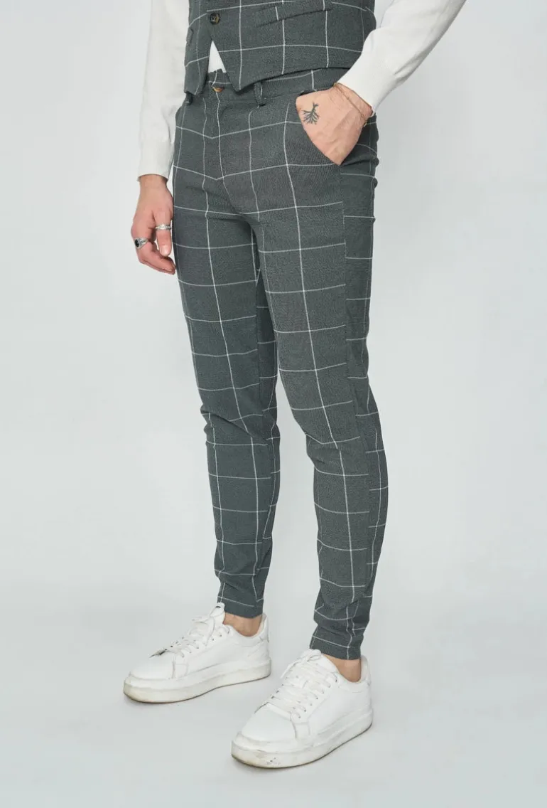 Pantalon habillé à carreaux