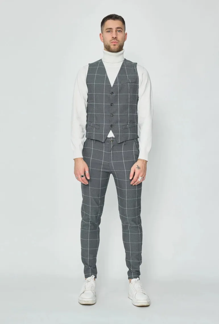 Pantalon habillé à carreaux