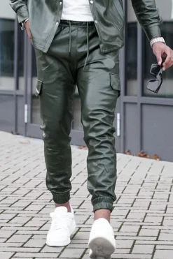 Pantalon jogger cargo similicuir