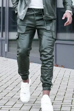 Pantalon jogger cargo similicuir