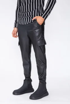 Pantalon jogger cargo similicuir