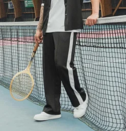 Pantalon jogging large à bandes