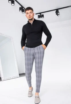 Pantalon ultra stretch à motif carreaux