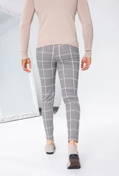Pantalon ultra stretch à motif carreaux