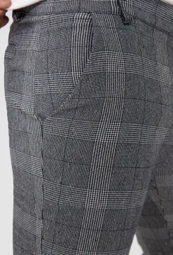 Pantalon ultra stretch à motif carreaux