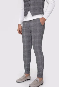 Pantalon ultra stretch à motif carreaux