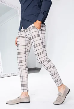 Pantalon ultra stretch à motif carreaux