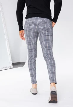 Pantalon ultra stretch à motif carreaux