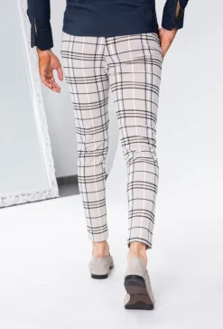 Pantalon ultra stretch à motif carreaux