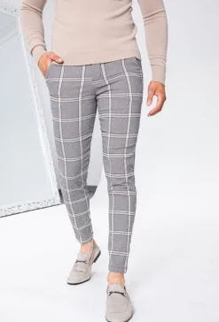 Pantalon ultra stretch à motif carreaux