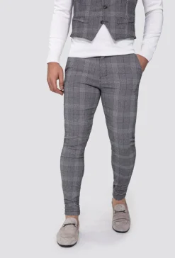 Pantalon ultra stretch à motif carreaux