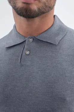 Polo boutonné manches courtes uni en maille