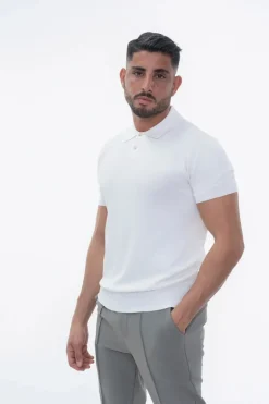 Polo boutonné manches courtes uni en maille