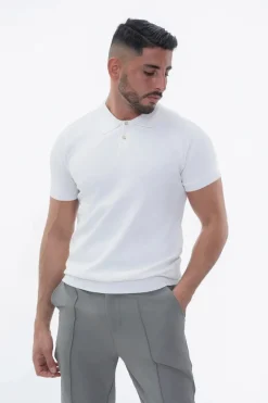 Polo boutonné manches courtes uni en maille