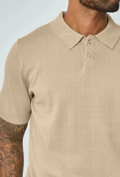 Polo boutonné manches courtes uni en maille