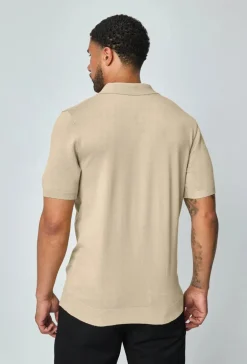 Polo boutonné manches courtes uni en maille