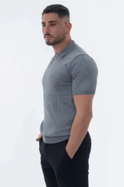Polo boutonné manches courtes uni en maille