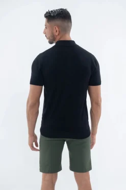 Polo boutonné manches courtes uni en maille