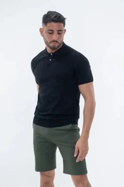 Polo boutonné manches courtes uni en maille