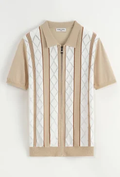Polo manches courtes à zip en rayures