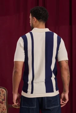 Polo zippé à rayures latérales