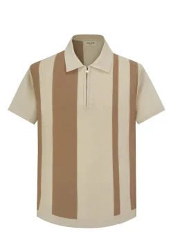 Polo zippé à rayures latérales