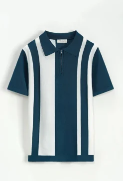 Polo zippé à rayures latérales