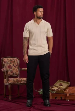 Pull à col chemise ouvert en v