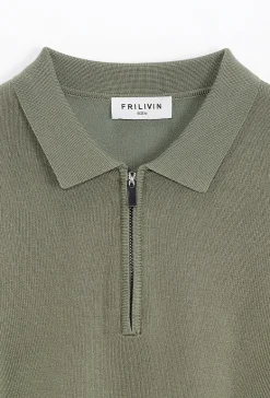 Pull à col chemise zipé