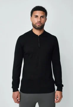Pull à col chemise zipé