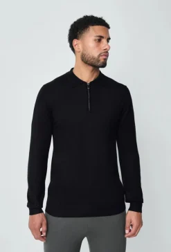 Pull à col chemise zipé