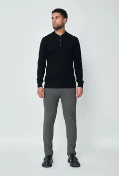 Pull à col chemise zipé