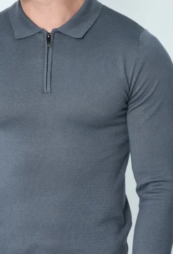 Pull à col chemise zipé
