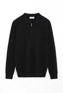 Pull à col chemise zipé
