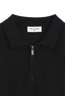 Pull à col chemise zipé
