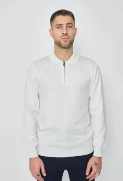 Pull à col chemise zipé