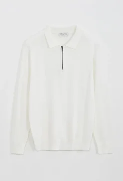Pull à col chemise zipé