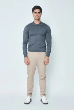 Pull à col chemise zipé