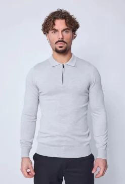 Pull à col chemise zipé