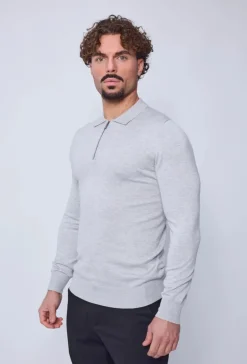 Pull à col chemise zipé
