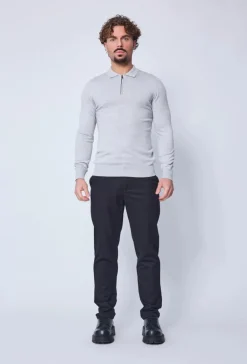 Pull à col chemise zipé