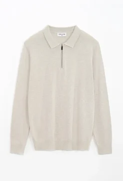 Pull à col chemise zipé